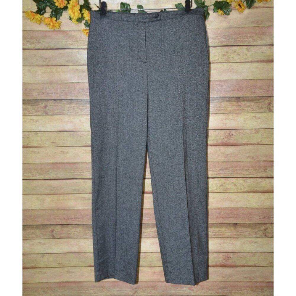 JM Collection Petite Gray Straight Leg Trousers Pants Size 10 10P Career Office